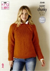 Knitting Pattern - King Cole 5548 - Big Value Super Chunky - Ladies Sweater and Cardigan